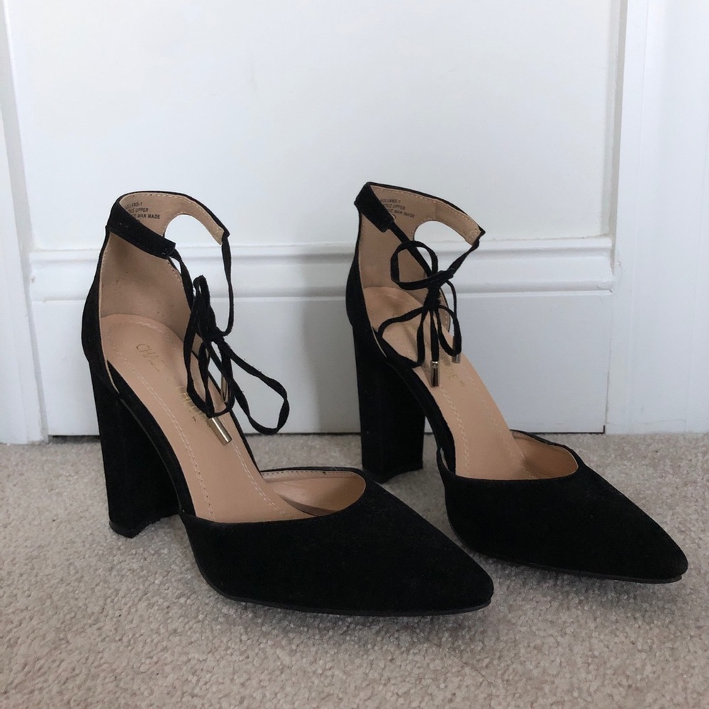 Black Ankle Tie heels